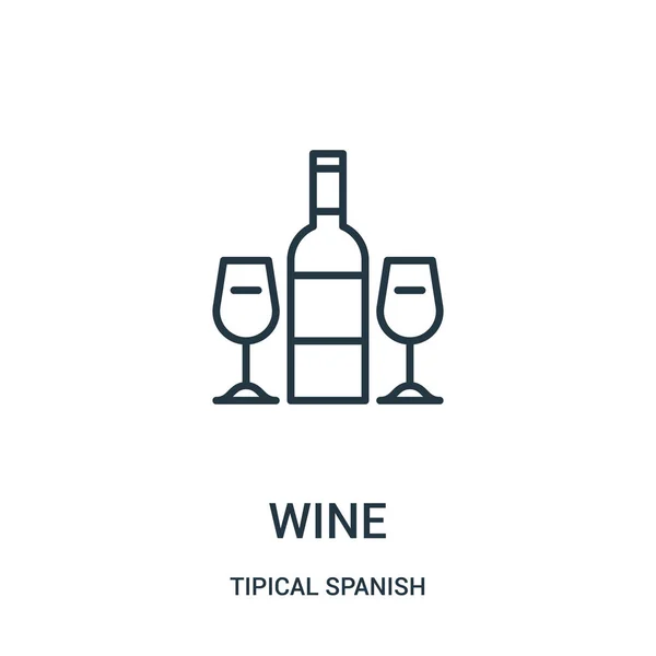 Vector icono de vino de la colección típica española. Ilustración de vectores de iconos delgadas líneas de vino. Símbolo lineal para su uso en aplicaciones web y móviles, logotipo, medios impresos . — Vector de stock