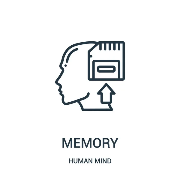 Memory icon vector from human mind collection. Thin line memory outline icon vector illustration. Linear symbol for use on web and mobile apps, logo, print media. — Stock Vector