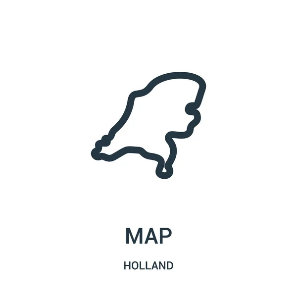 Mapa vector icono de la colección holland. Ilustración de vector de icono de esquema de mapa de línea delgada. Símbolo lineal para su uso en aplicaciones web y móviles, logotipo, medios impresos . — Vector de stock