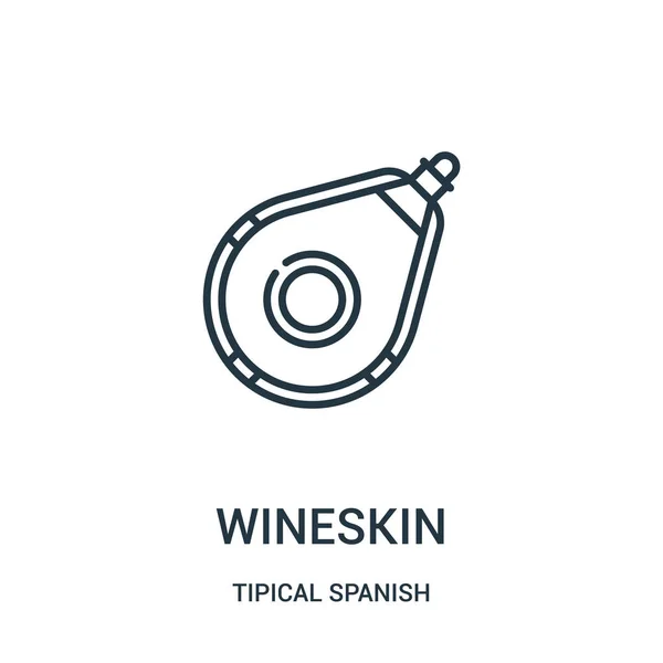 Vector icono de piel de vino de la colección típica española. Ilustración de vector de icono de contorno de piel de vino de línea delgada. Símbolo lineal para su uso en aplicaciones web y móviles, logotipo, medios impresos . — Vector de stock