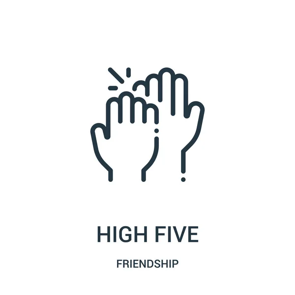 High Five Icon Vektor aus der Freundschaftskollektion. dünne Linie hohe fünf Umrisse Symbolvektorabbildung. Lineares Symbol für Web- und Mobile-Apps, Logo, Printmedien. — Stockvektor