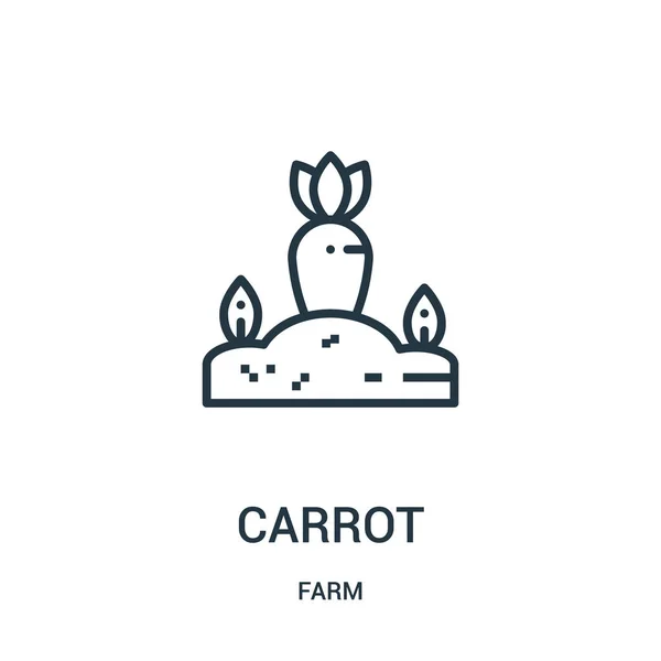 Zanahoria vector icono de la colección de granja. Línea delgada zanahoria contorno icono vector ilustración. Símbolo lineal para su uso en aplicaciones web y móviles, logotipo, medios impresos . — Vector de stock