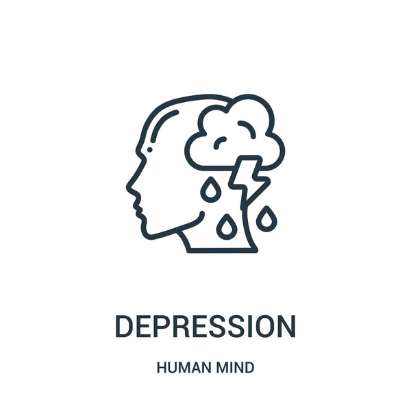 depresyon simge vektör insan aklının koleksiyonundan. İnce çizgi depresyon anahat simgesini vektör çizim. Web ve mobil uygulamalar, logo, baskı ortamı kullanmak için doğrusal sembolü.