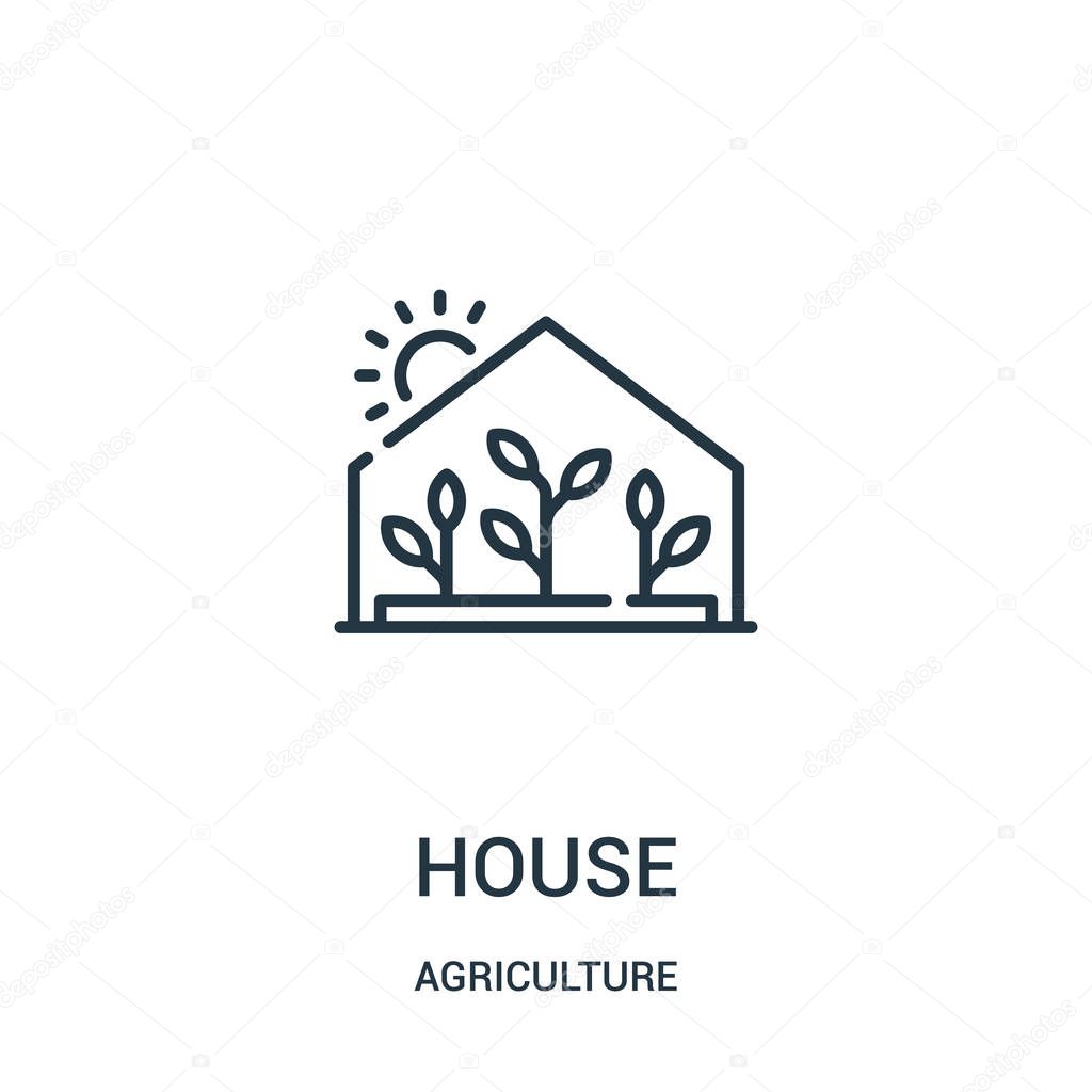 greenhouse icon vector from agriculture collection. Thin line greenhouse outline icon vector illustration. Linear symbol for use on web and mobile apps, logo, print media.