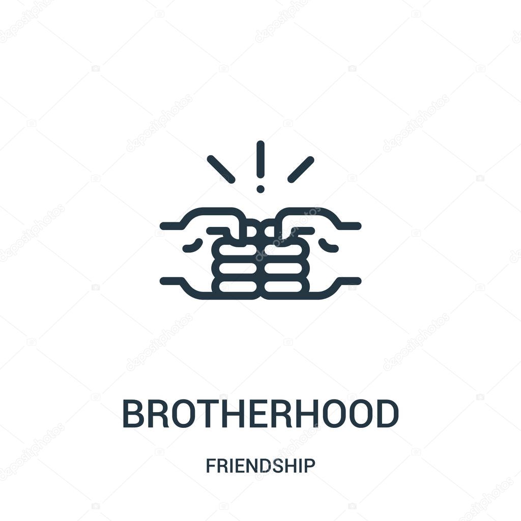 Brotherhood icon vector from friendship collection. Thin line brotherhood outline icon vector illustration. Linear symbol for use on web and mobile apps, logo, print media.