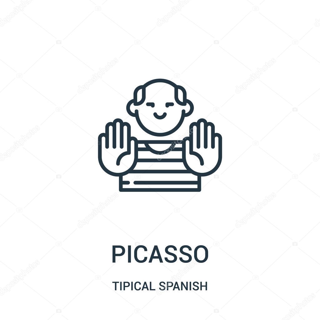 picasso icon vector from tipical spanish collection. Thin line picasso outline icon vector illustration. Linear symbol for use on web and mobile apps, logo, print media.