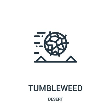 Tumbleweed simge vektör çöl koleksiyonundan. İnce çizgi tumbleweed anahat simgesini vektör çizim. Web ve mobil uygulamalar, logo, baskı ortamı kullanmak için doğrusal sembolü.
