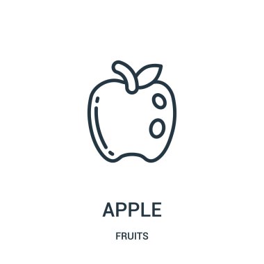 elma simge vektör meyve koleksiyonundan. İnce çizgi elma anahat simgesini vektör çizim. Web ve mobil uygulamalar, logo, baskı ortamı kullanmak için doğrusal sembolü.