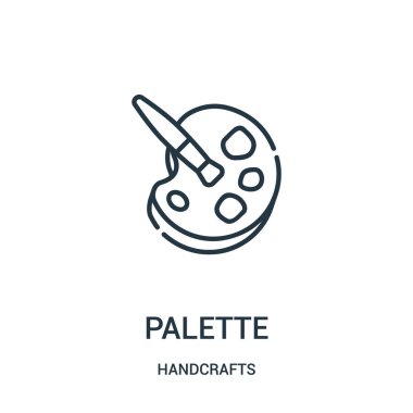 Palet simge vektör el sanatları koleksiyonundan. İnce çizgi paleti anahat simgesini vektör çizim. Web ve mobil uygulamalar, logo, baskı ortamı kullanmak için doğrusal sembolü.