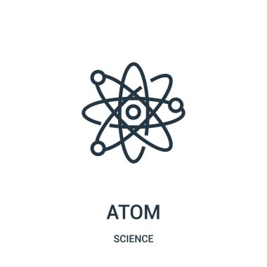Atom simge vektör bilim koleksiyonundan. İnce çizgi atom anahat simgesini vektör çizim. Web ve mobil uygulamalar, logo, baskı ortamı kullanmak için doğrusal sembolü.