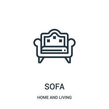 kanepe simge vektör evden ve yaşam koleksiyonu. İnce çizgi kanepe anahat simgesini vektör çizim. Web ve mobil uygulamalar, logo, baskı ortamı kullanmak için doğrusal sembolü.