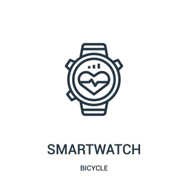 smartwatch simge vektör Bisiklet koleksiyonundan. İnce çizgi smartwatch anahat simgesini vektör çizim. Web ve mobil uygulamalar, logo, baskı ortamı kullanmak için doğrusal sembolü.