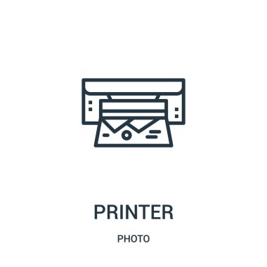 Yazıcı simgesi vektör fotoğraf koleksiyonundan. İnce satır yazıcı anahat simgesini vektör çizim. Web ve mobil uygulamalar, logo, baskı ortamı kullanmak için doğrusal sembolü.