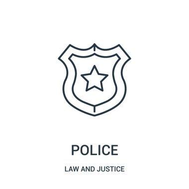 Polis simge vektör hukuk ve adalet koleksiyonundan. İnce çizgi polis simge vektör çizim anahat. Web ve mobil uygulamalar, logo, baskı ortamı kullanmak için doğrusal sembolü.