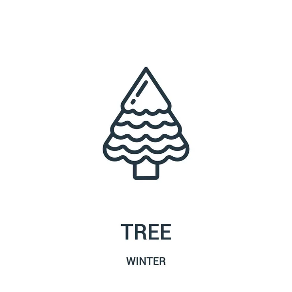 Vector icono de árbol de la colección de invierno. Ilustración de vector de icono de contorno de árbol de línea delgada. Símbolo lineal para su uso en aplicaciones web y móviles, logotipo, medios impresos . — Vector de stock