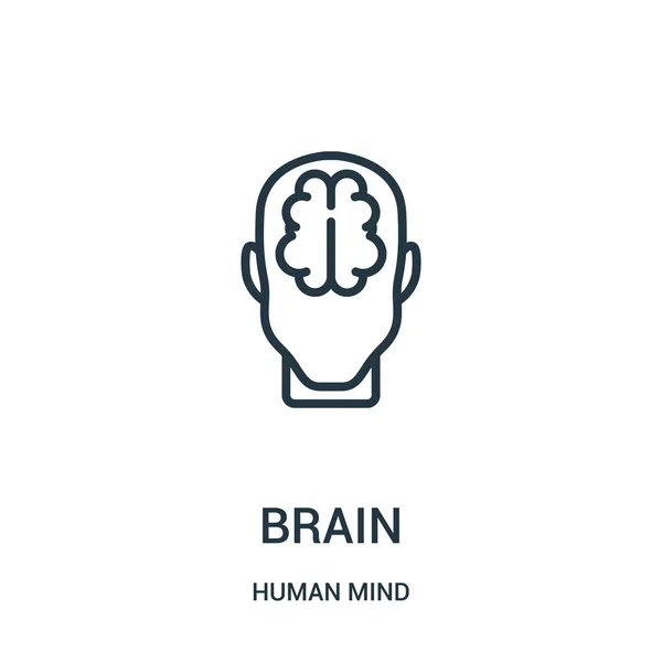 Vetor de ícones cerebrais da coleção da mente humana. Ilustração do vetor do ícone do esboço do cérebro da linha fina. Símbolo linear para uso em aplicativos web e móveis, logotipo, mídia impressa . —  Vetores de Stock