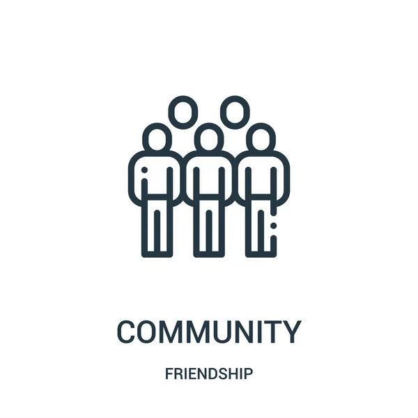 Gemenskapens ikonen vektor från friendship collection. Tunn linje gemenskapen disposition ikonen vektorillustration. Linjär symbol för användning på webben och mobila apps, logotyp, utskriftsmaterial. — Stock vektor