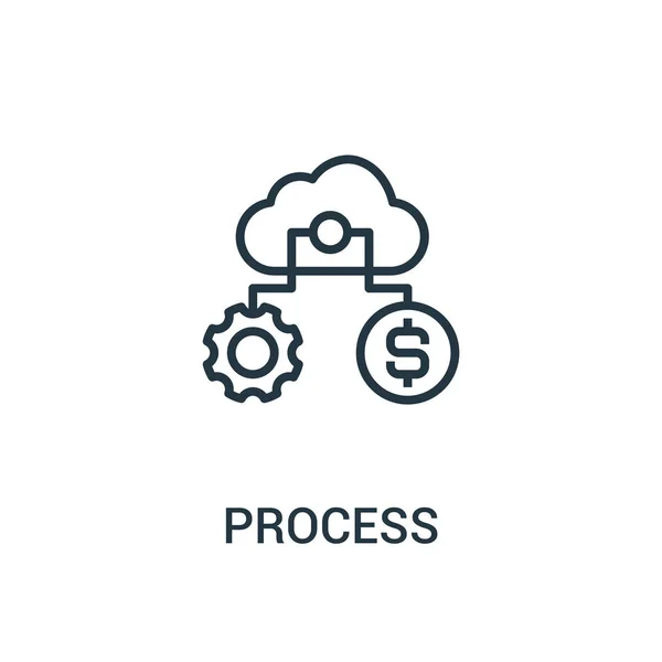 Vector de icono de proceso de la colección seo. Ilustración de vectores de iconos de esquema de proceso de línea delgada. Símbolo lineal para su uso en aplicaciones web y móviles, logotipo, medios impresos . — Archivo Imágenes Vectoriales