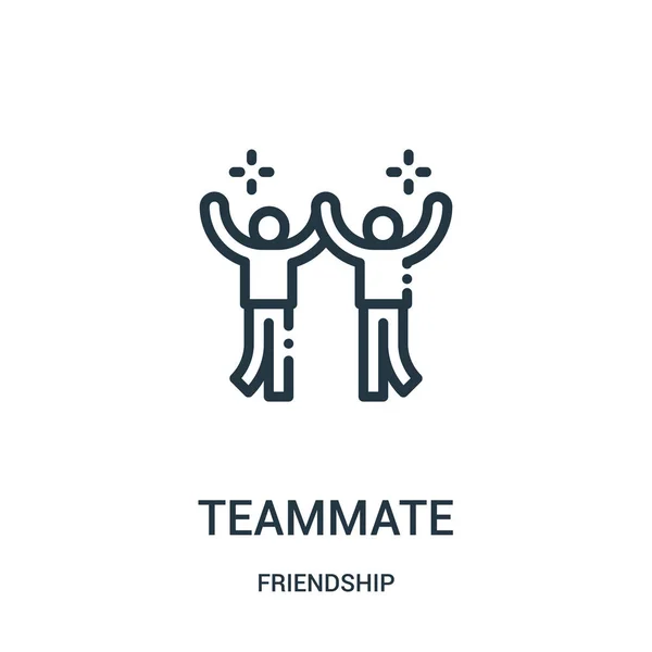 Teammate icon vector from friendship collection. Thin line teammate outline icon vector illustration. Linear symbol for use on web and mobile apps, logo, print media. — Stock Vector