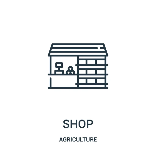 Vector icono de la tienda de la colección agrícola. Línea delgada tienda esquema icono vector ilustración. Símbolo lineal para su uso en aplicaciones web y móviles, logotipo, medios impresos . — Vector de stock