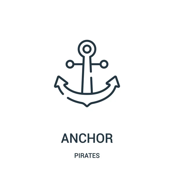 Vector icono ancla de la colección de piratas. Ilustración de vector de icono de contorno de anclaje de línea delgada. Símbolo lineal para su uso en aplicaciones web y móviles, logotipo, medios impresos . — Vector de stock