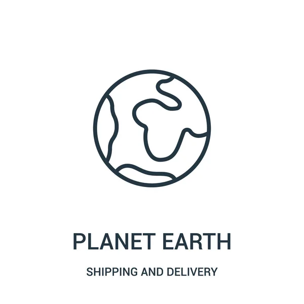 Planeta Terra ícone vetor de transporte e entrega coleção. Linha fina planeta Terra esboço ícone vetor ilustração. Símbolo linear para uso em aplicativos web e móveis, logotipo, mídia impressa . — Vetor de Stock