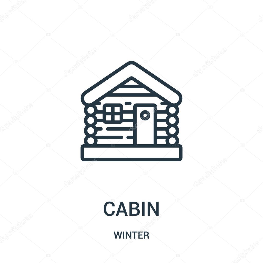 Cabin icon vector from winter collection. Thin line cabin outline icon vector illustration. Linear symbol for use on web and mobile apps, logo, print media.