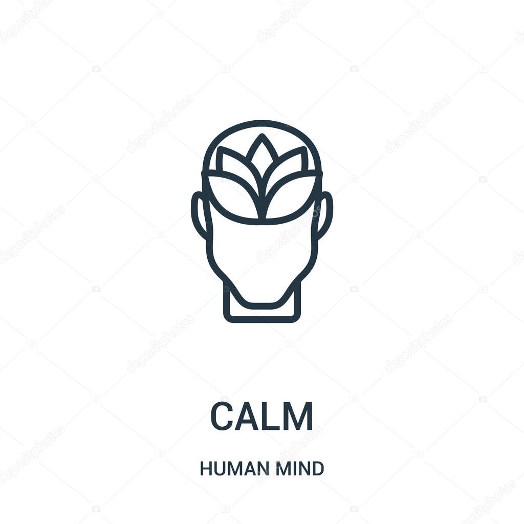 calm icon vector from human mind collection. Thin line calm outline icon vector illustration. Linear symbol for use on web and mobile apps, logo, print media.