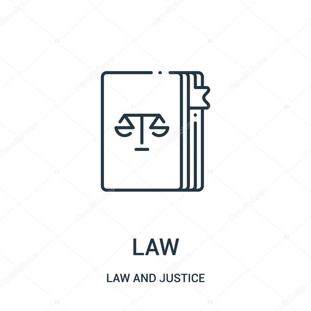 law icon vector from law and justice collection. Thin line law outline icon vector illustration. Linear symbol for use on web and mobile apps, logo, print media.