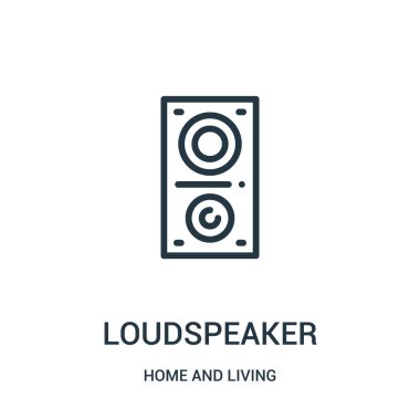 hoparlör simgesi vektör evden ve yaşam koleksiyonu. İnce çizgi hoparlör anahat simgesini vektör çizim. Web ve mobil uygulamalar, logo, baskı ortamı kullanmak için doğrusal sembolü.