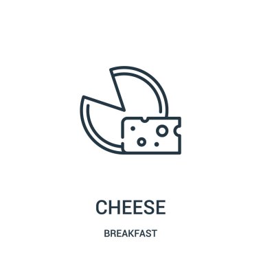 peynir simge vektör kahvaltı koleksiyonundan. İnce çizgi peynir anahat simgesini vektör çizim. Web ve mobil uygulamalar, logo, baskı ortamı kullanmak için doğrusal sembolü.