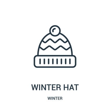 şapka simge vektör kış koleksiyonundan kış. İnce çizgi kış şapka anahat simgesini vektör çizim. Web ve mobil uygulamalar, logo, baskı ortamı kullanmak için doğrusal sembolü.