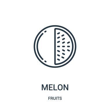 kavun simge vektör meyve koleksiyonundan. İnce çizgi kavun anahat simgesini vektör çizim. Web ve mobil uygulamalar, logo, baskı ortamı kullanmak için doğrusal sembolü.
