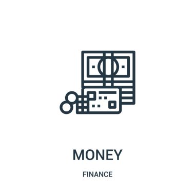 para simge vektör Finans koleksiyonundan. İnce çizgi para anahat simgesini vektör çizim. Web ve mobil uygulamalar, logo, baskı ortamı kullanmak için doğrusal sembolü.