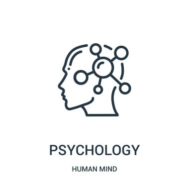 Psikoloji simge vektör insan aklının koleksiyonundan. İnce çizgi psikoloji anahat simgesini vektör çizim. Web ve mobil uygulamalar, logo, baskı ortamı kullanmak için doğrusal sembolü.