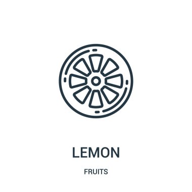 limon simge vektör meyve koleksiyonundan. İnce çizgi limon anahat simgesini vektör çizim. Web ve mobil uygulamalar, logo, baskı ortamı kullanmak için doğrusal sembolü.