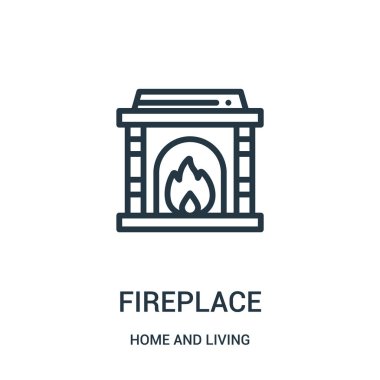 şömine simge vektör evden ve yaşam koleksiyonu. İnce çizgi şömine anahat simgesini vektör çizim. Web ve mobil uygulamalar, logo, baskı ortamı kullanmak için doğrusal sembolü.