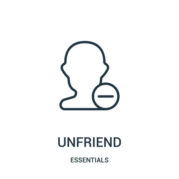 Unfriend Icon-Vektor aus der Essentials Collection. dünne Linie ohne Freund umreißt Symbolvektorabbildung. Lineares Symbol für Web- und Mobile-Apps, Logo, Printmedien. — Stockvektor