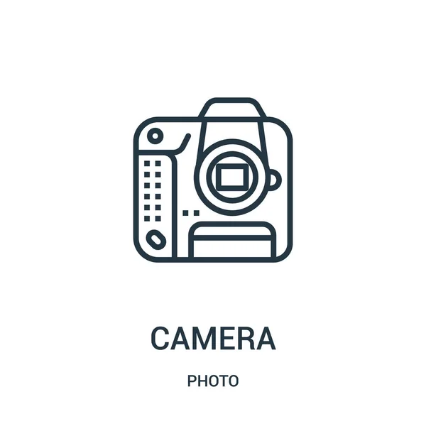Vector icono de la cámara de la colección de fotos. Ilustración de vector de icono de esquema de cámara de línea delgada. Símbolo lineal para su uso en aplicaciones web y móviles, logotipo, medios impresos . — Vector de stock