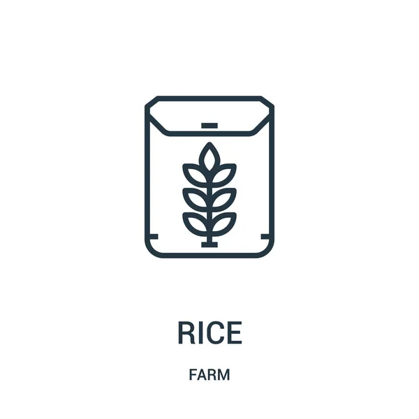 Rijst pictogram vector uit farm collectie. Dunne lijn rijst overzicht pictogram vectorillustratie. Lineaire symbool voor gebruik op het web en mobiele apps, logo, gedrukte media. — Stockvector