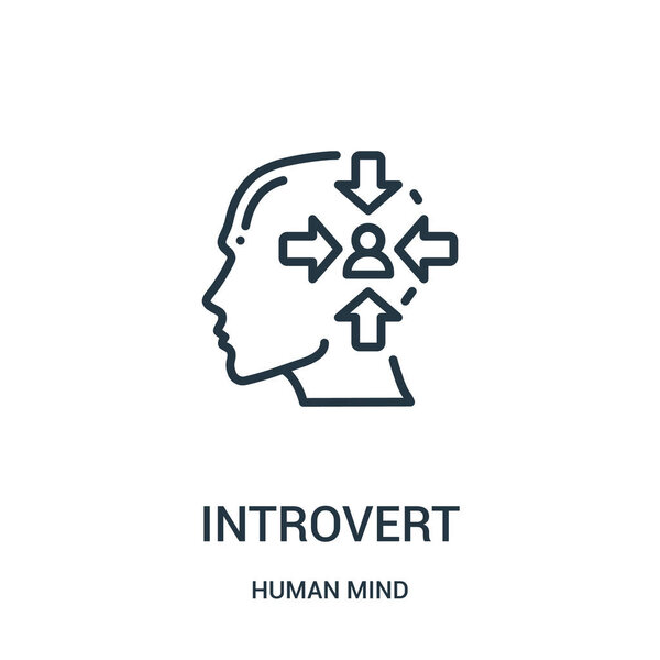 introvert icon vector from human mind collection. Thin line introvert outline icon vector illustration. Linear symbol for use on web and mobile apps, logo, print media.