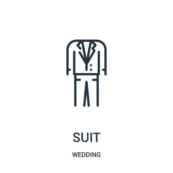 Costume icône vecteur de la collection de mariage. Illustration vectorielle d'icône de contour de costume de ligne mince. Symbole linéaire pour utilisation sur applications web et mobiles, logo, médias imprimés . — Image vectorielle