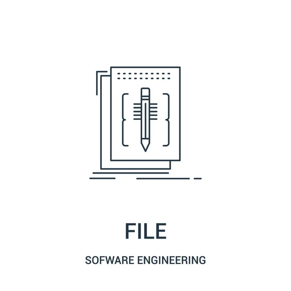 Vetor de ícone de arquivo da coleção de jogos de vídeo de engenharia de sofware. Linha fina arquivo esboço ícone vetor ilustração. Símbolo linear para uso em aplicativos web e móveis, logotipo, mídia impressa . — Vetor de Stock