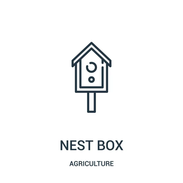 Vector icono caja nido de la colección de agricultura. Cuadro delgada línea nido contorno icono vector ilustración. Símbolo lineal para su uso en aplicaciones web y móviles, logotipo, medios impresos . — Archivo Imágenes Vectoriales