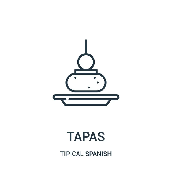 Vector icono de tapas de la colección típica española. Delgada línea tapas contorno icono vector ilustración. Símbolo lineal para su uso en aplicaciones web y móviles, logotipo, medios impresos . — Vector de stock