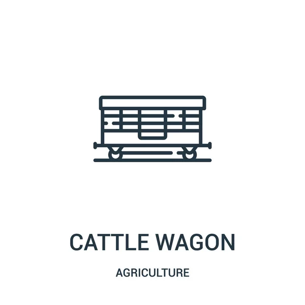 Chariot à bétail icône vecteur de la collection agricole. Illustration vectorielle d'icône de contour de wagon de bétail mince ligne. Symbole linéaire pour utilisation sur applications web et mobiles, logo, médias imprimés . — Image vectorielle