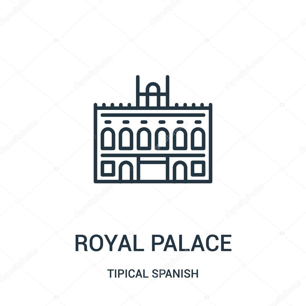 royal palace icon vector from tipical spanish collection. Thin line royal palace outline icon vector illustration. Linear symbol for use on web and mobile apps, logo, print media.