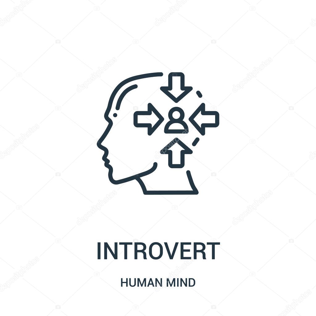 introvert icon vector from human mind collection. Thin line introvert outline icon vector illustration. Linear symbol for use on web and mobile apps, logo, print media.