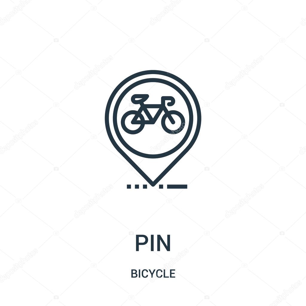 Pin icon vector from bicycle collection. Thin line pin outline icon vector illustration. Linear symbol for use on web and mobile apps, logo, print media.
