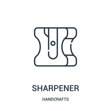 kalemtıraş simge vektör el sanatları koleksiyonundan. İnce çizgi kalemtıraş anahat simgesini vektör çizim. Web ve mobil uygulamalar, logo, baskı ortamı kullanmak için doğrusal sembolü.